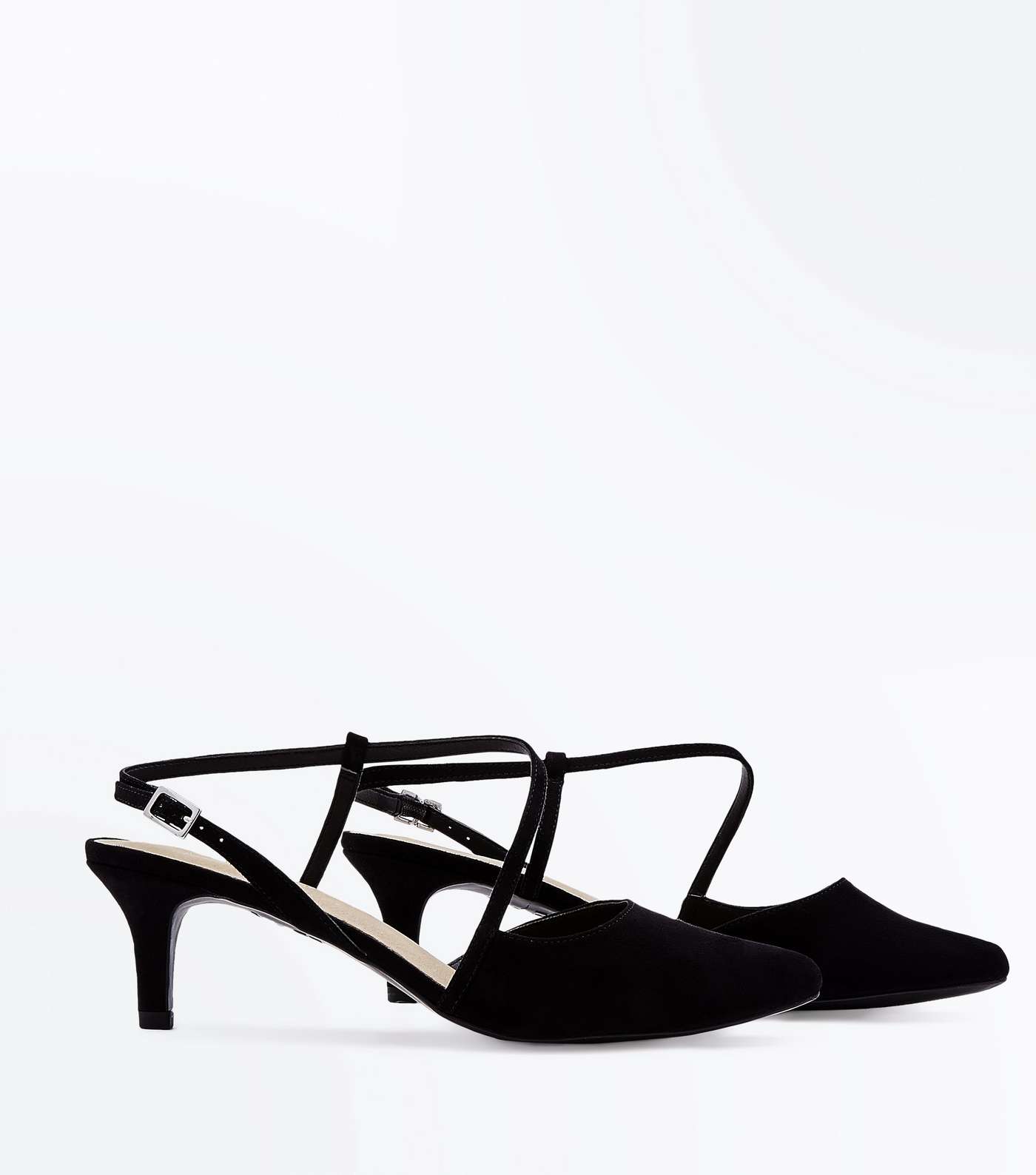 Wide Fit Black Comfort Flex Asymmetric Strap Heels Image 3