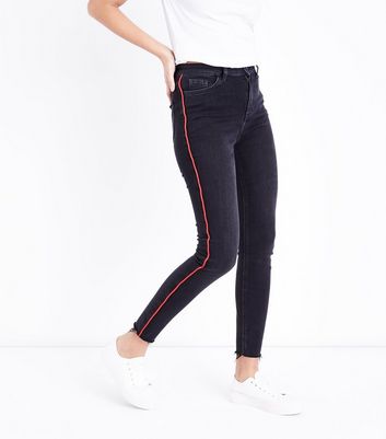 black jeans with stripe on side