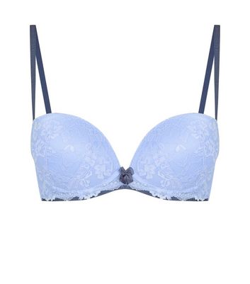 Pale Blue Lace Push-Up Bra | New Look