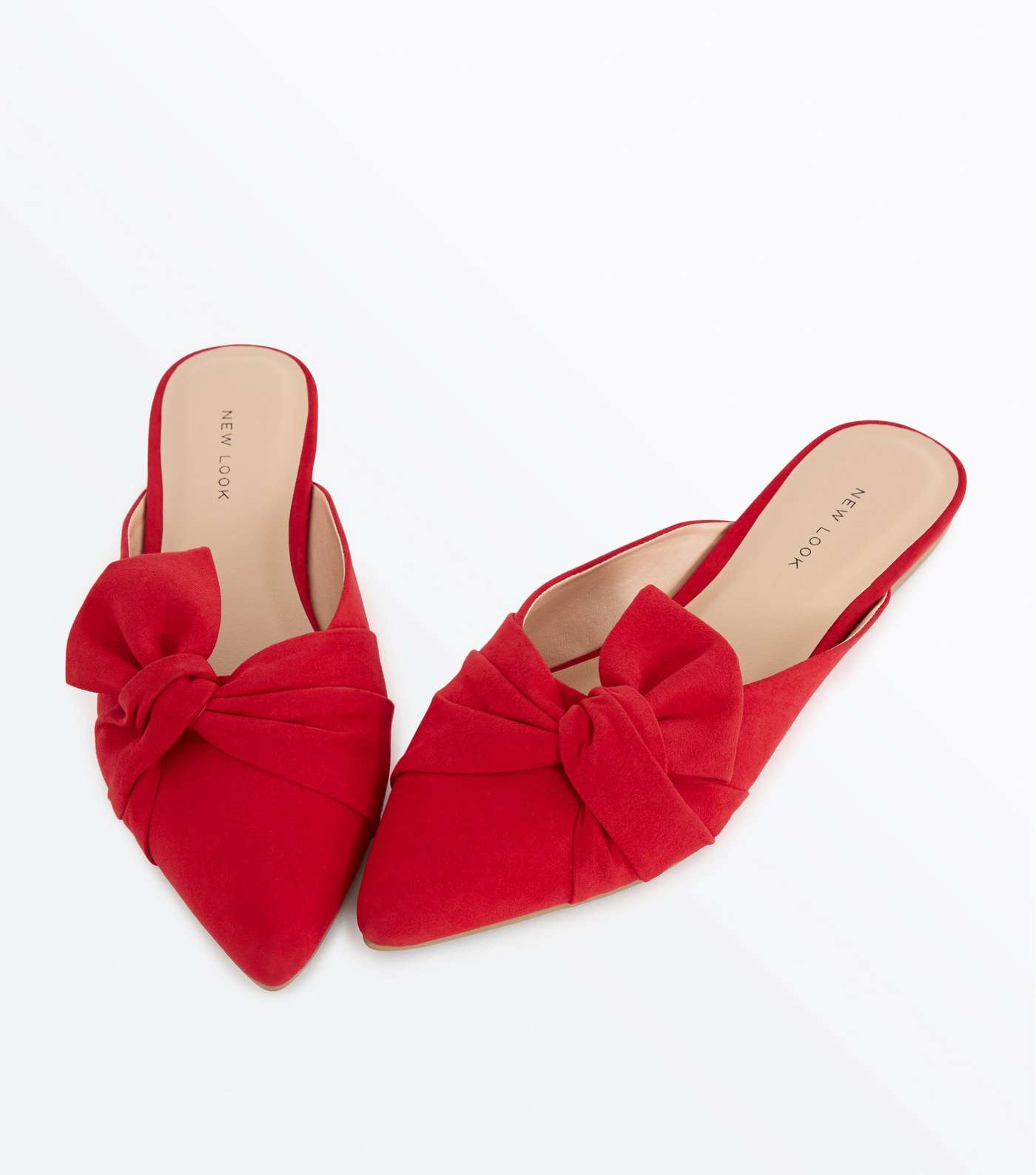 Red Suedette Bow Knot Pointed Mules Image 3
