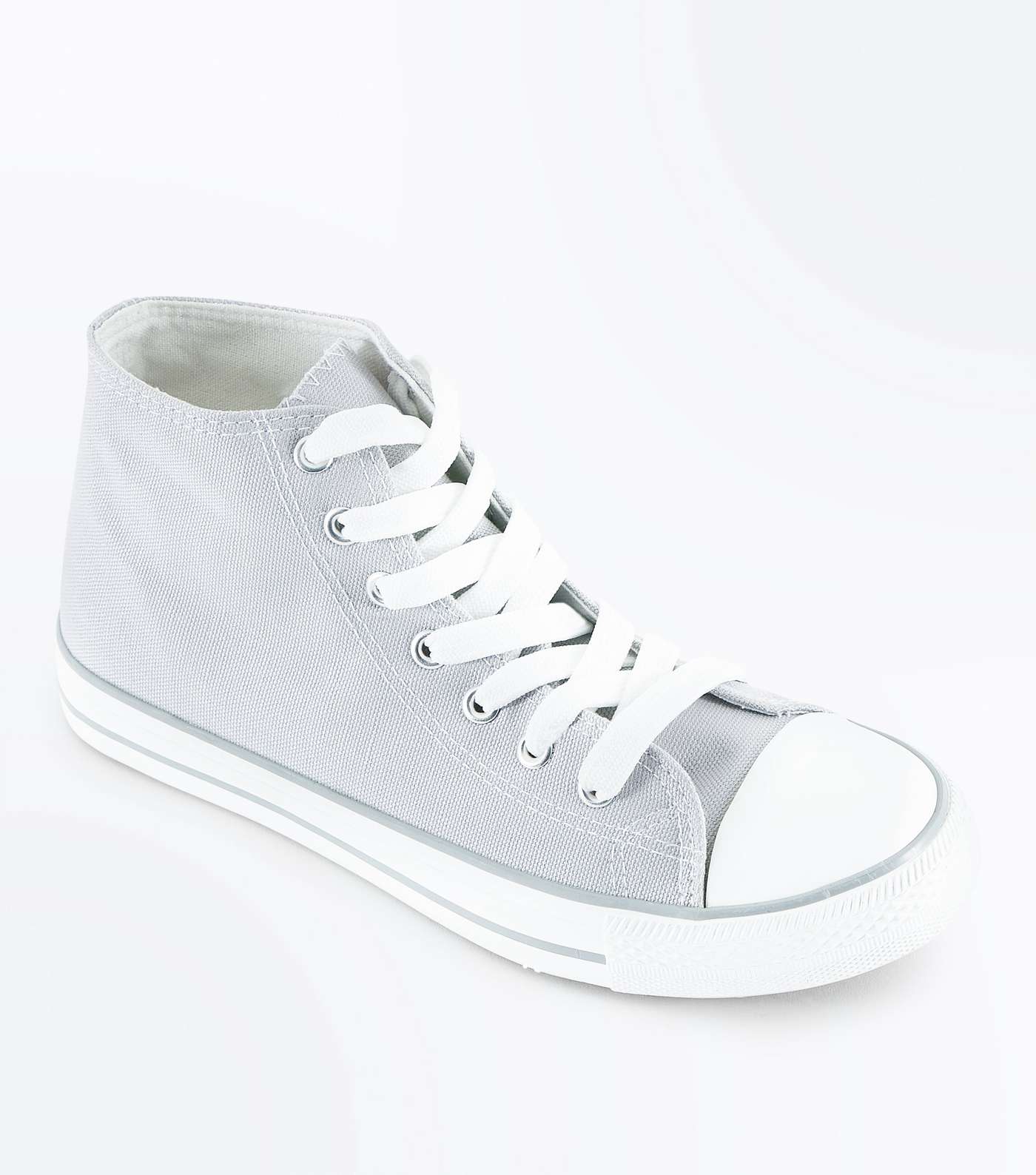 Grey Canvas Stripe Sole High Top Trainers