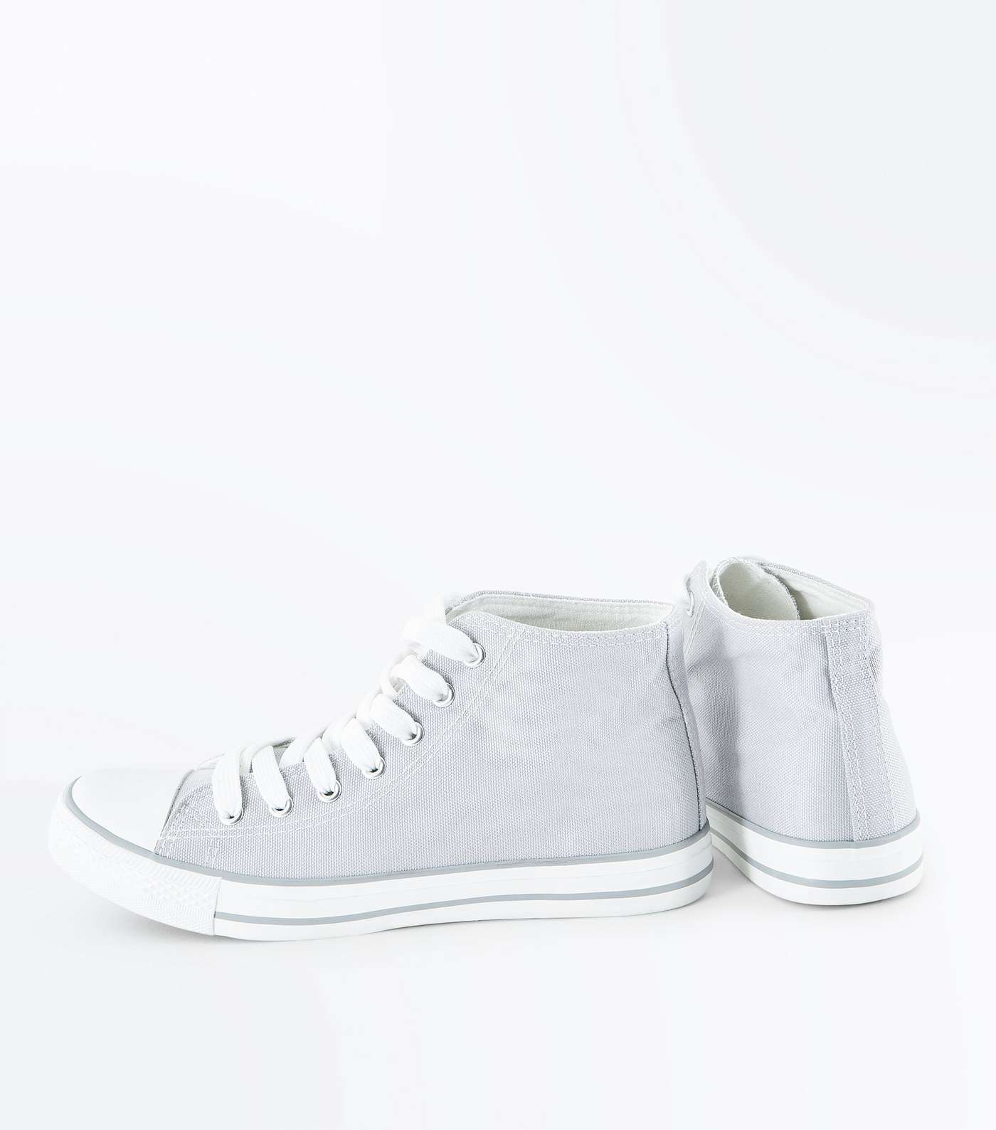 Grey Canvas Stripe Sole High Top Trainers Image 3