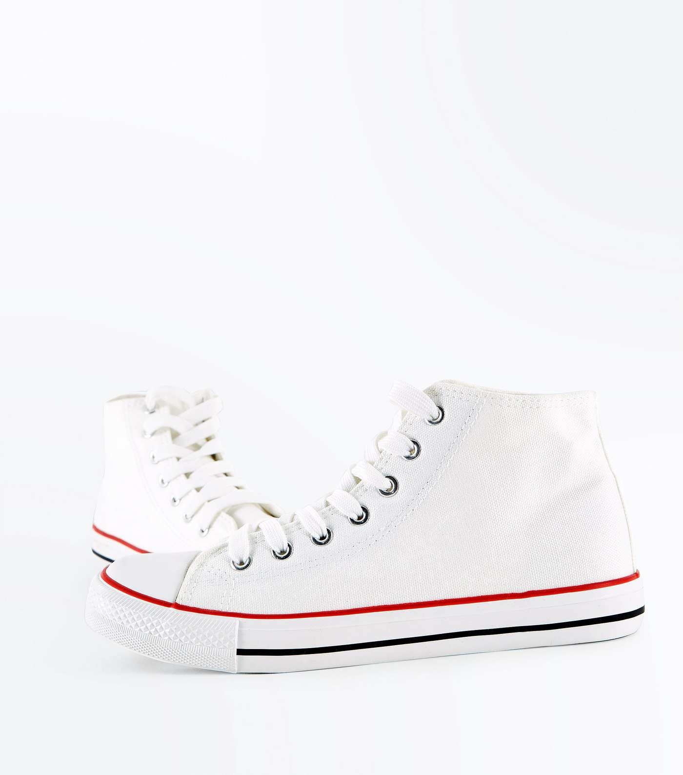 White Canvas Stripe Sole High Top Trainers Image 3