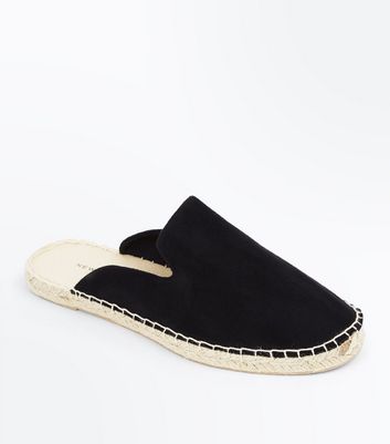 black espadrille mules