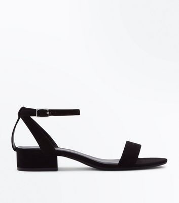 low block heel sandals black