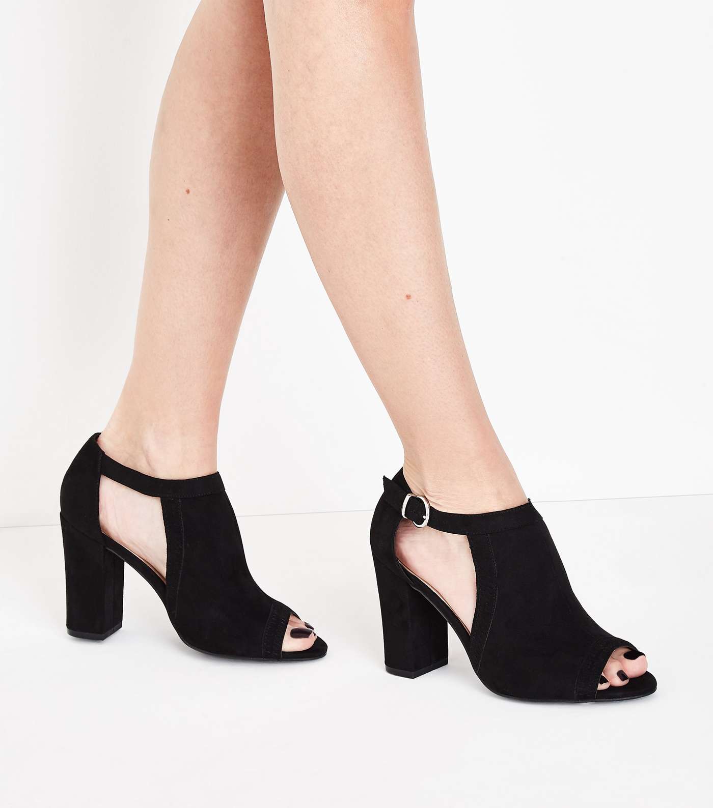 Black Comfort Flex Cut Out Peep Toe Heels Image 2