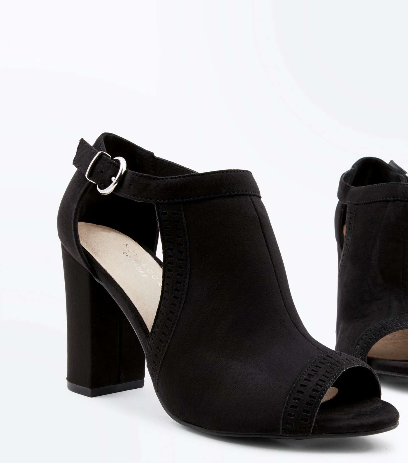 Black Comfort Flex Cut Out Peep Toe Heels Image 4