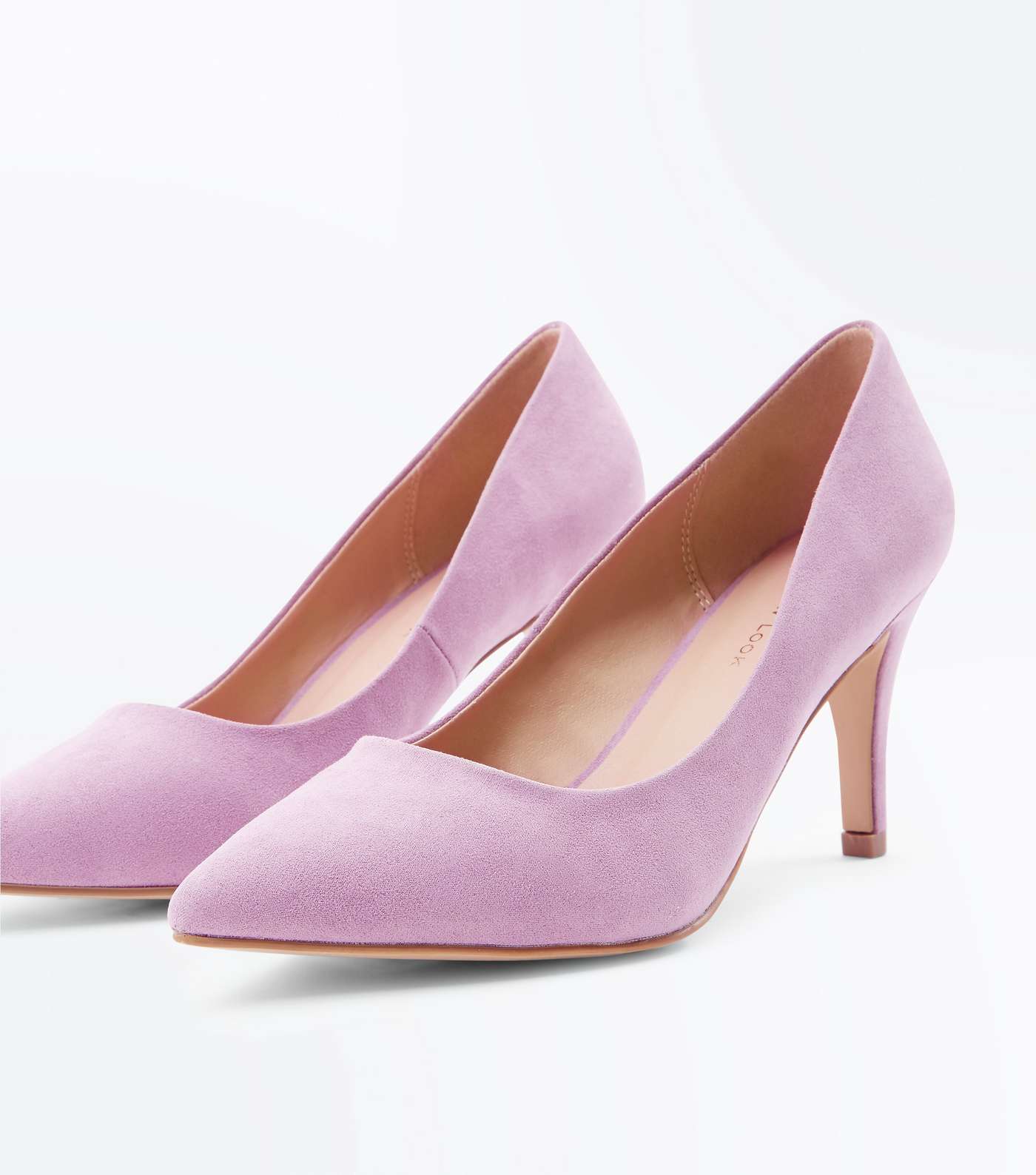 Wide Fit Lilac Suedette Pointed Court Shoes Image 4