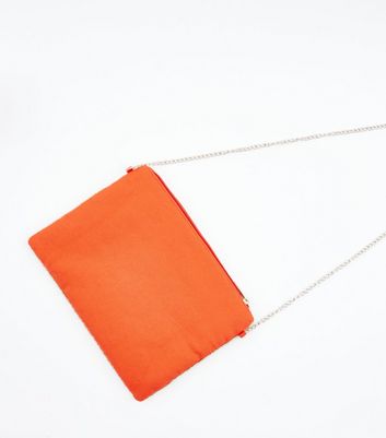 orange clutch bag new look