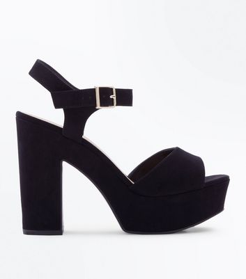 black two part platform heels