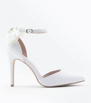 white satin court shoes