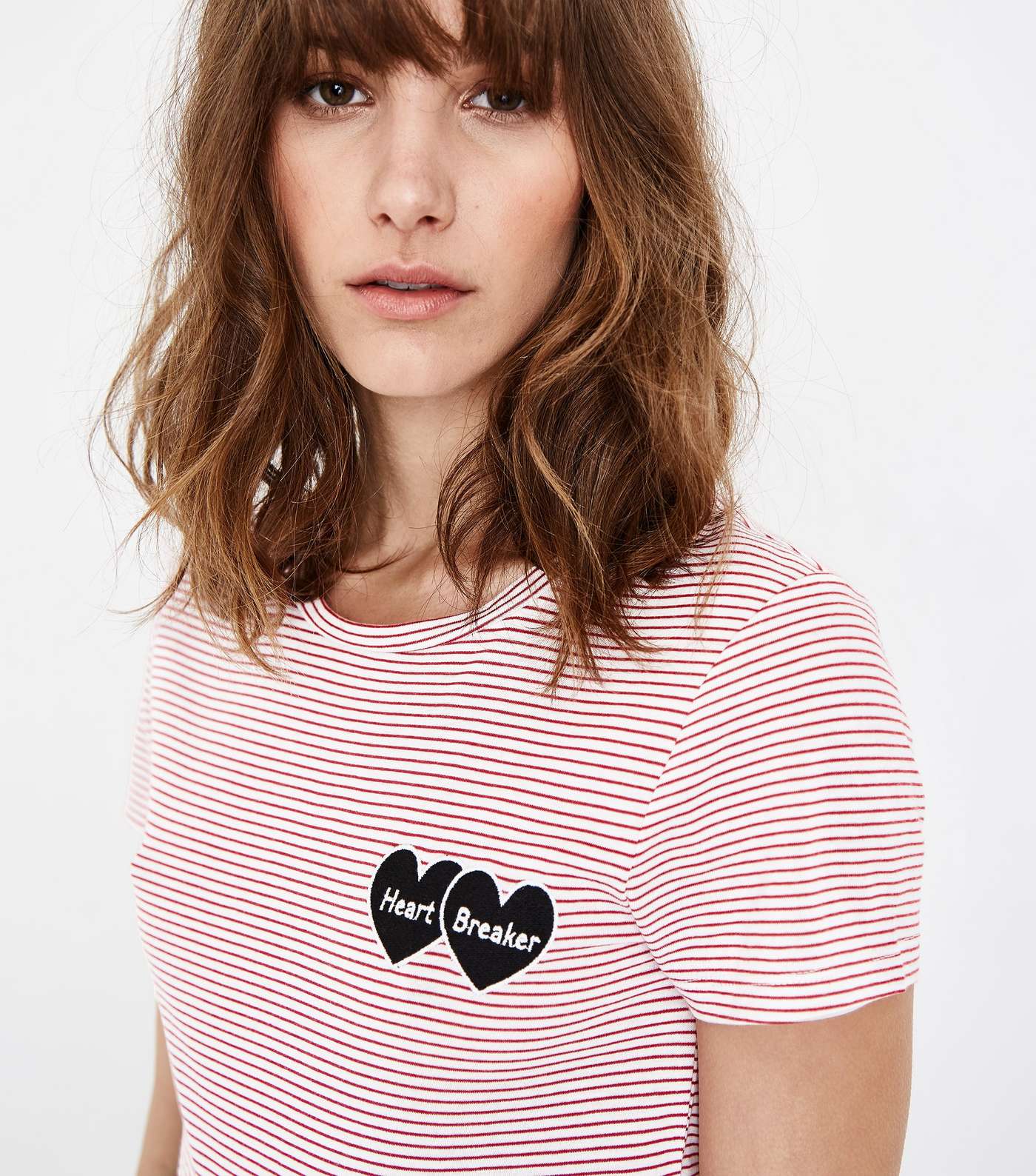 Red Stripe Heart Breaker Embroidered T-Shirt Image 5