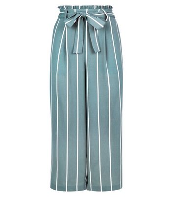 Paper-bag Pants - Light beige/black striped - Ladies | H&M US