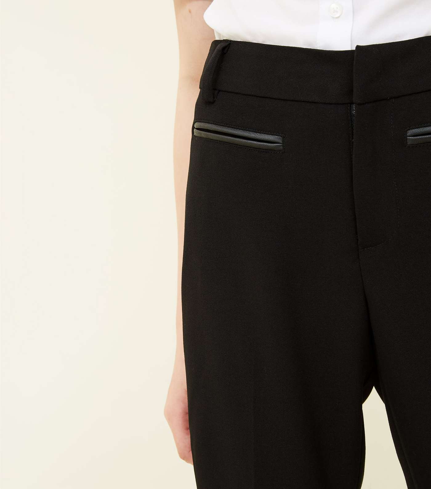 Girls Black Leather-Look Trim School Trousers Image 6