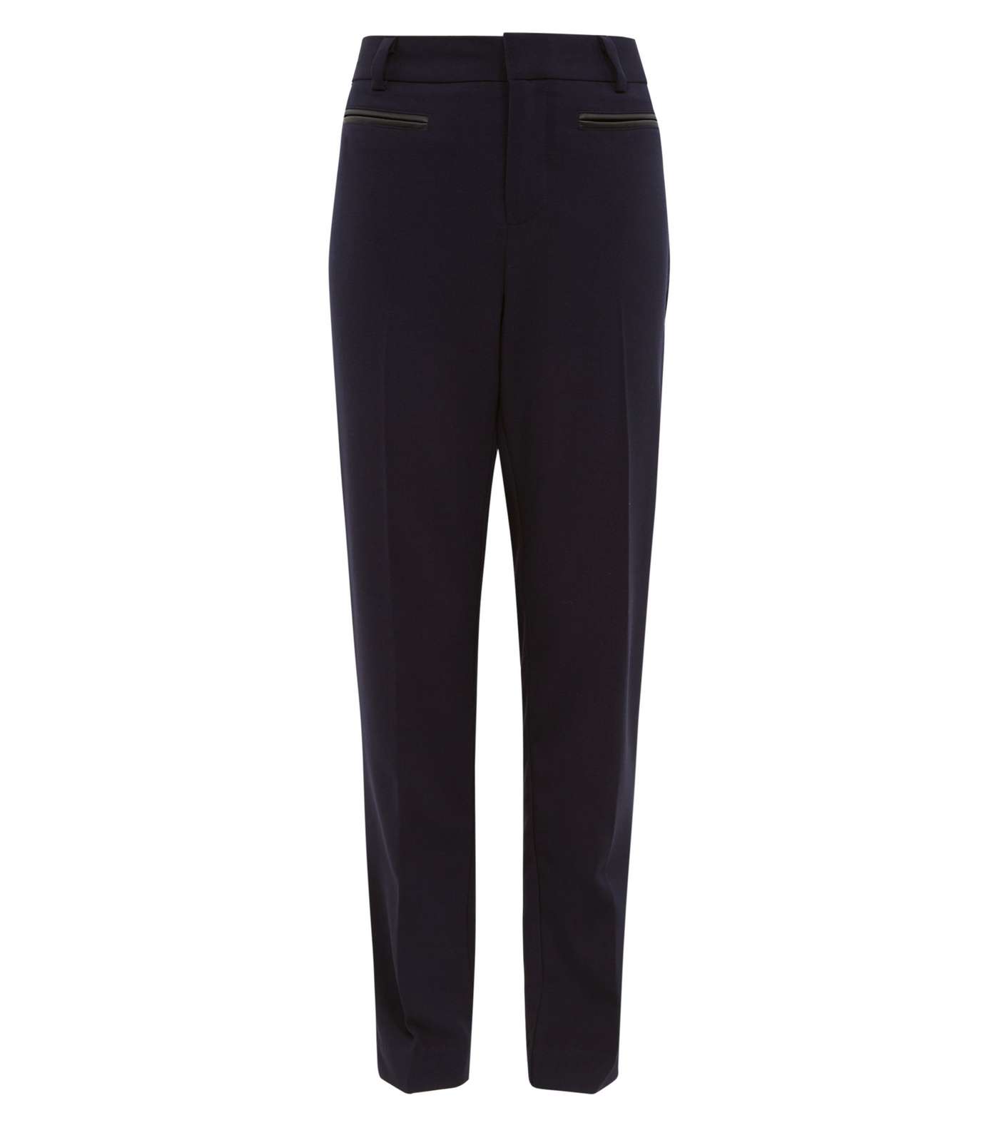 Girls Navy Leather-Look Trim Trousers Image 4