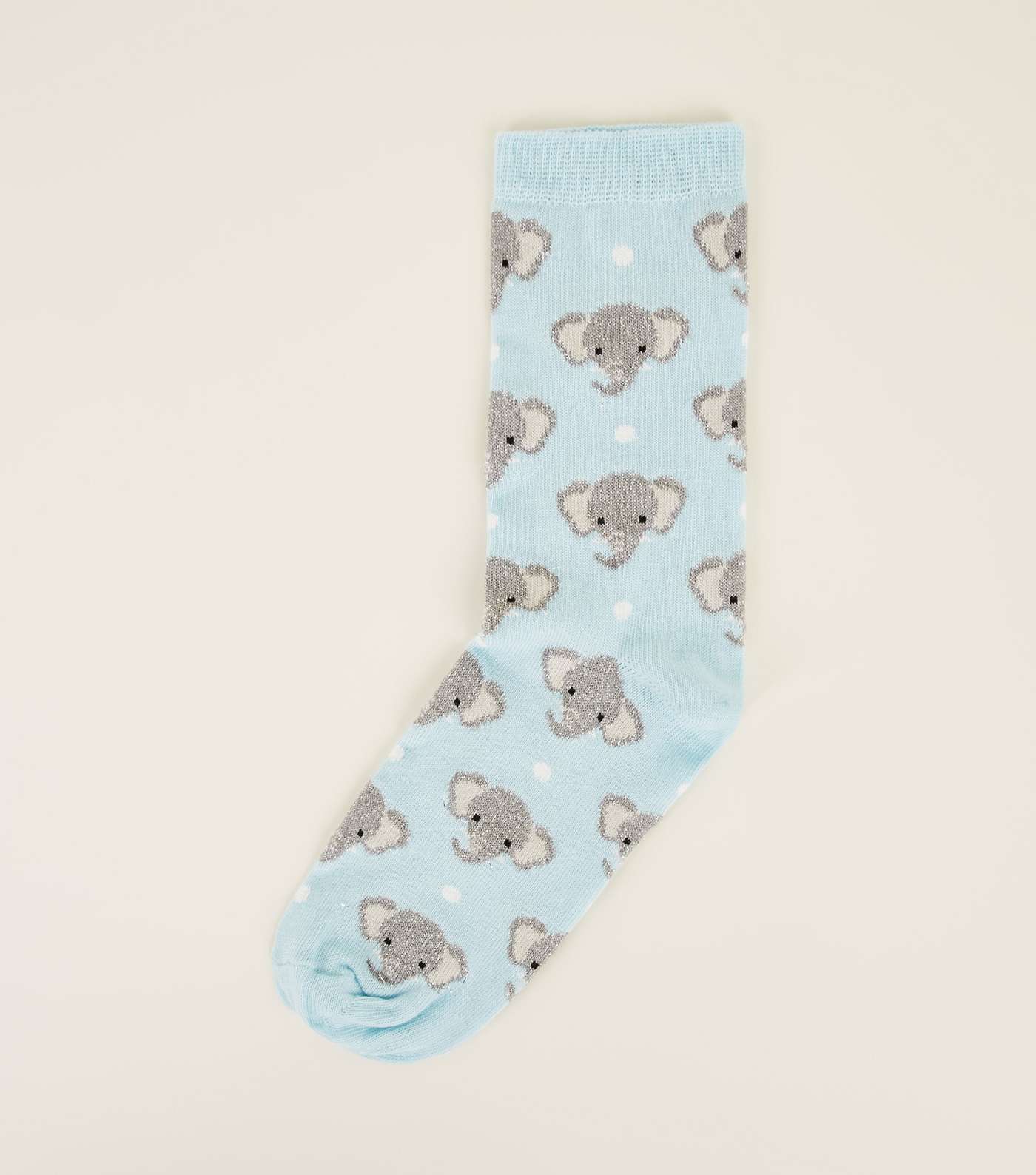 Pale Blue Glitter Elephant Ankle Socks