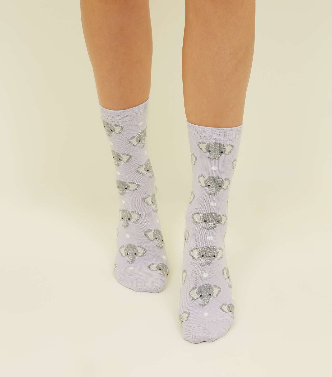 Lilac Glitter Elephant Ankle Socks Image 2
