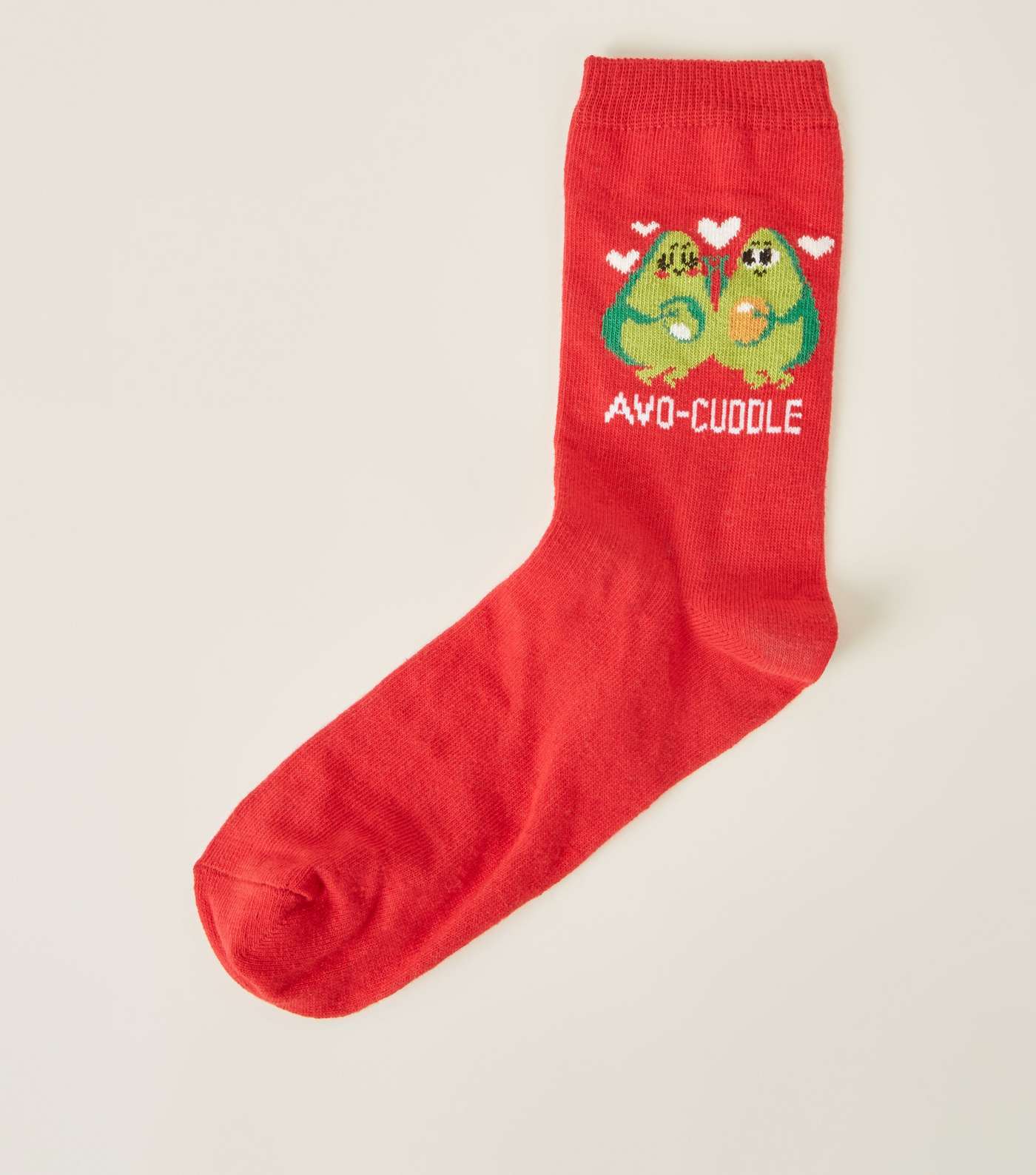 Red Avo-Cuddle Slogan Socks