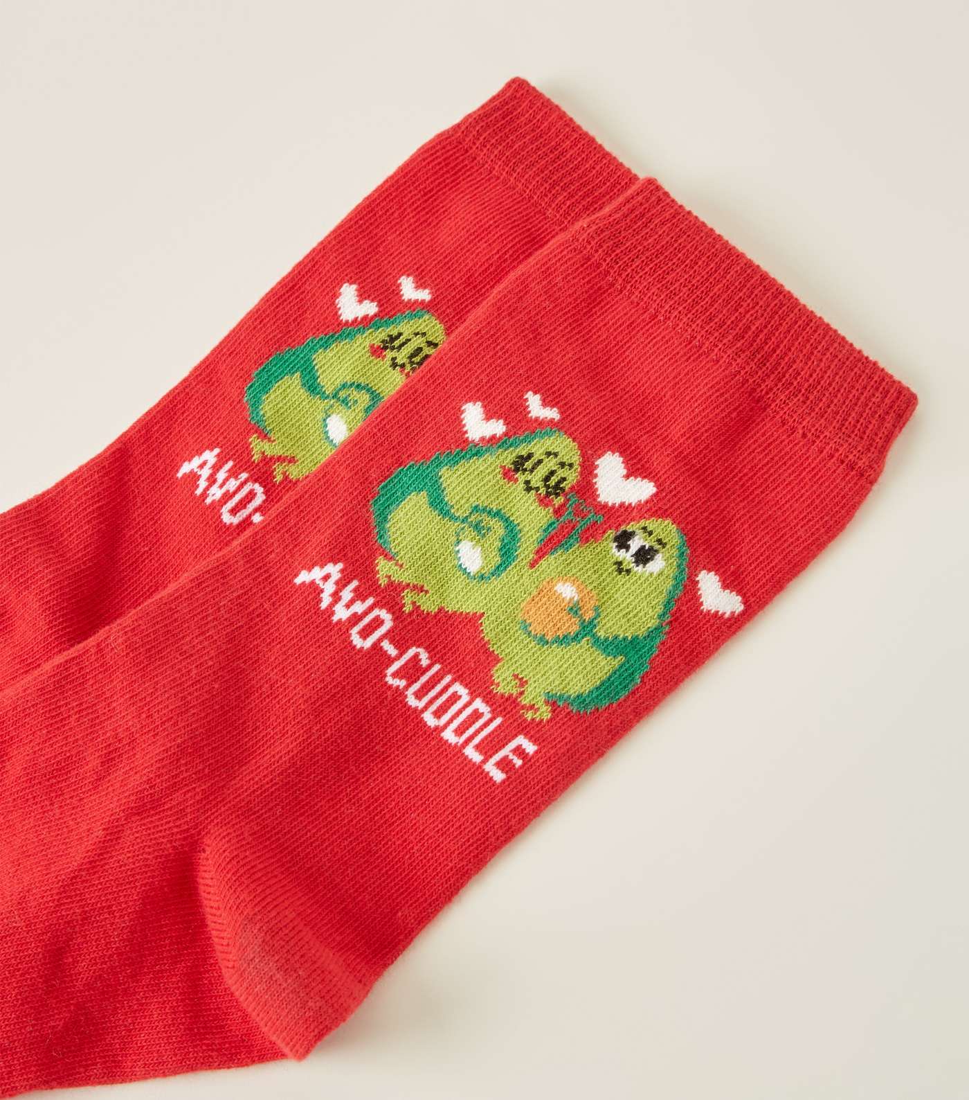 Red Avo-Cuddle Slogan Socks Image 3