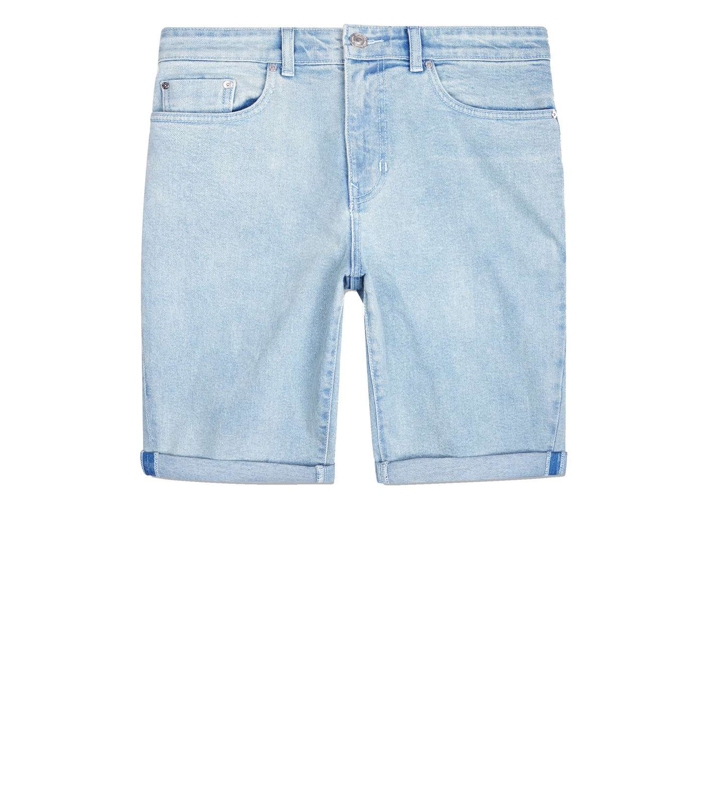 Pale Blue Wash Slim Fit Jean Shorts Image 4