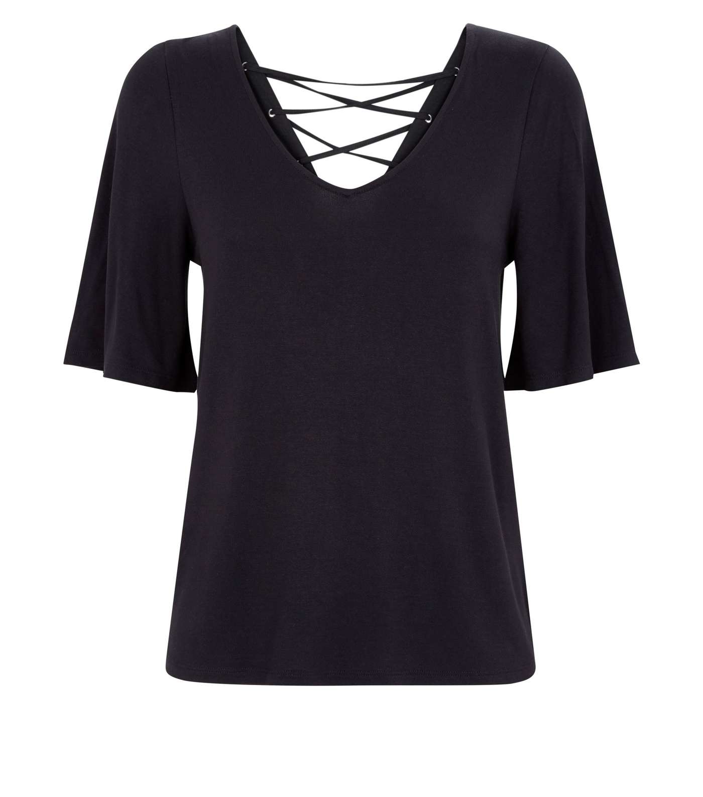 Black Reverse Crossover Strap T-Shirt Image 4