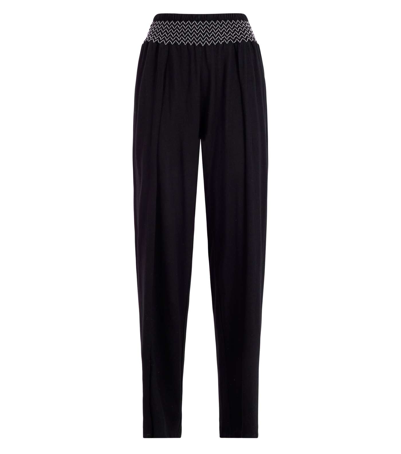 Black Shirred Wide Leg Beach Trousers  Image 3