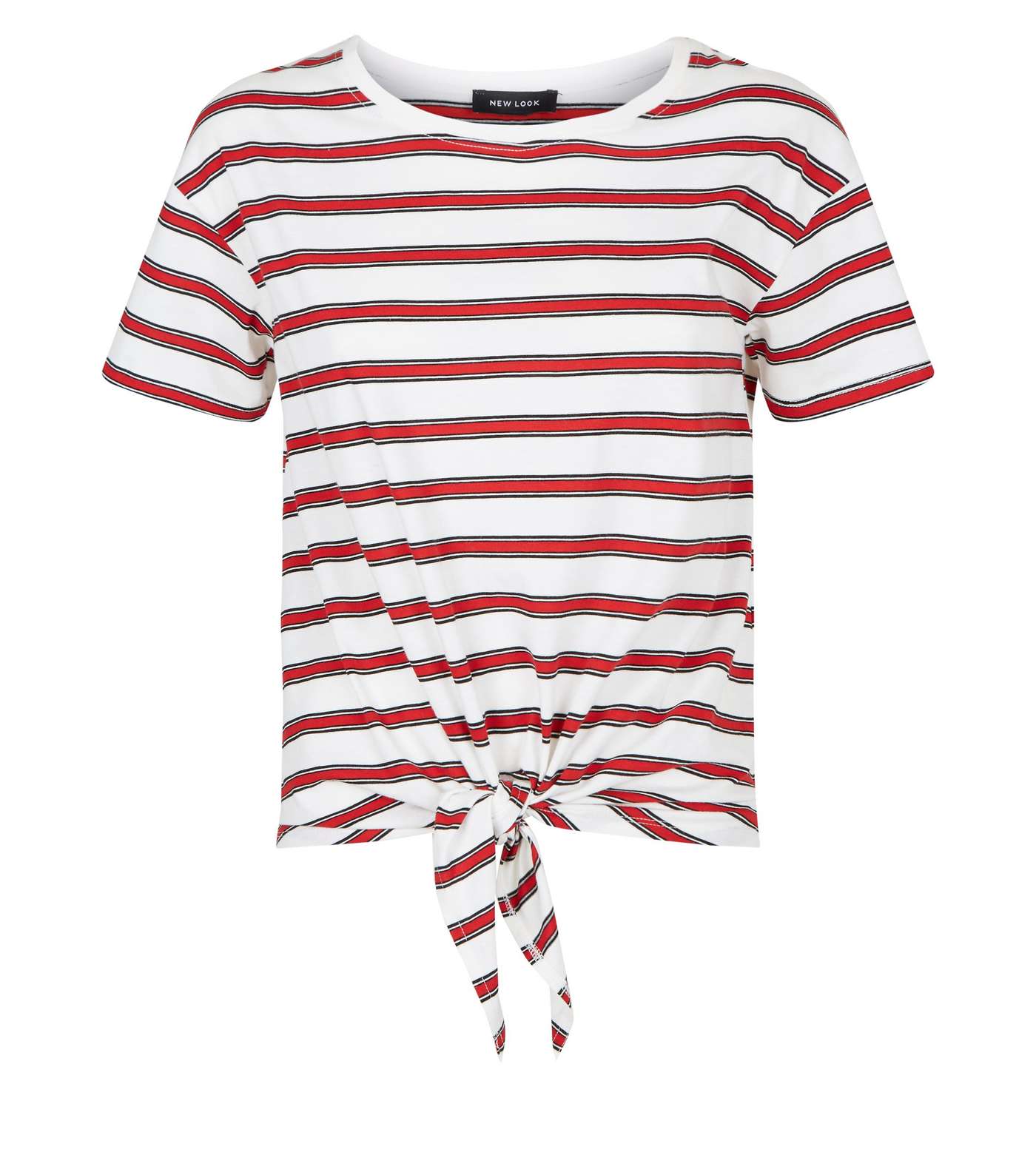 Red Stripe Tie Front T-Shirt Image 4