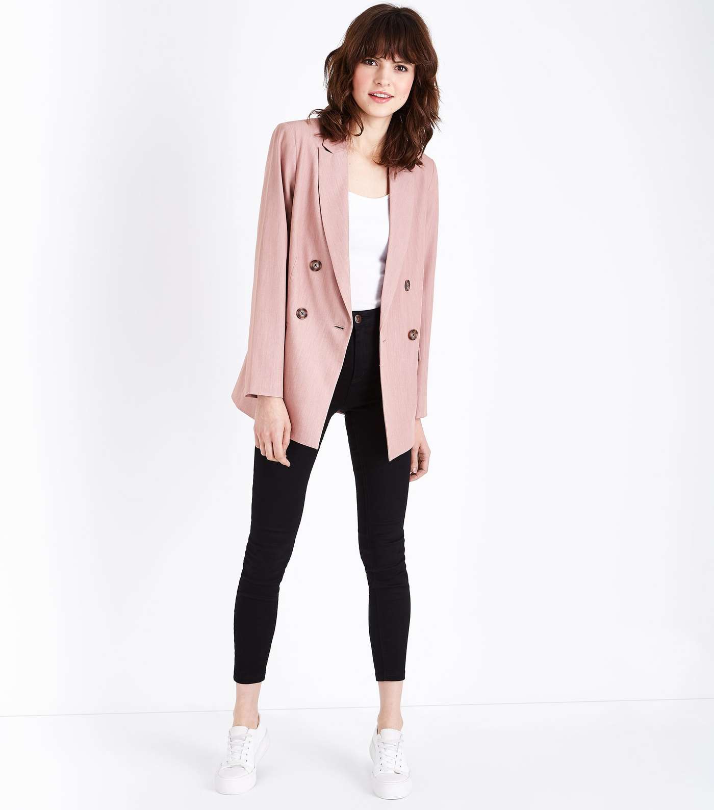 Mid Pink Marl Double Breasted Blazer Image 7