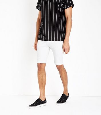 white skinny denim shorts