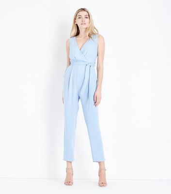 blue wrap jumpsuit