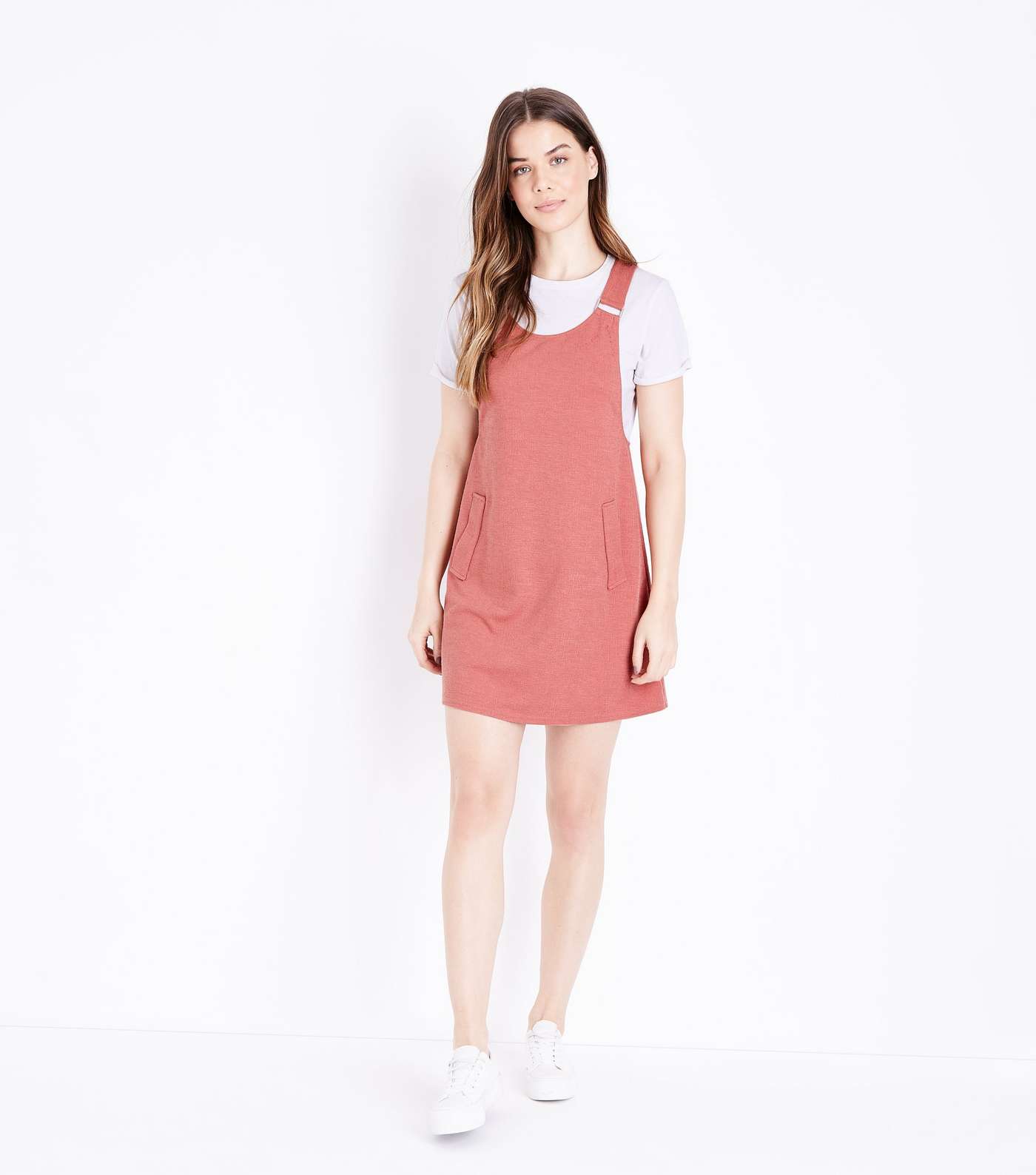 Coral Crosshatch Pinafore Dress Image 2