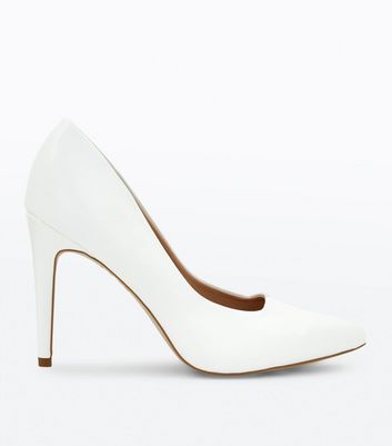 White Square Front Pointed Court Shoes | New Look