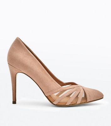 Nude Suedette Strappy Mesh Pointed 