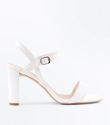Wide Fit White Block Heel Sandals | New 