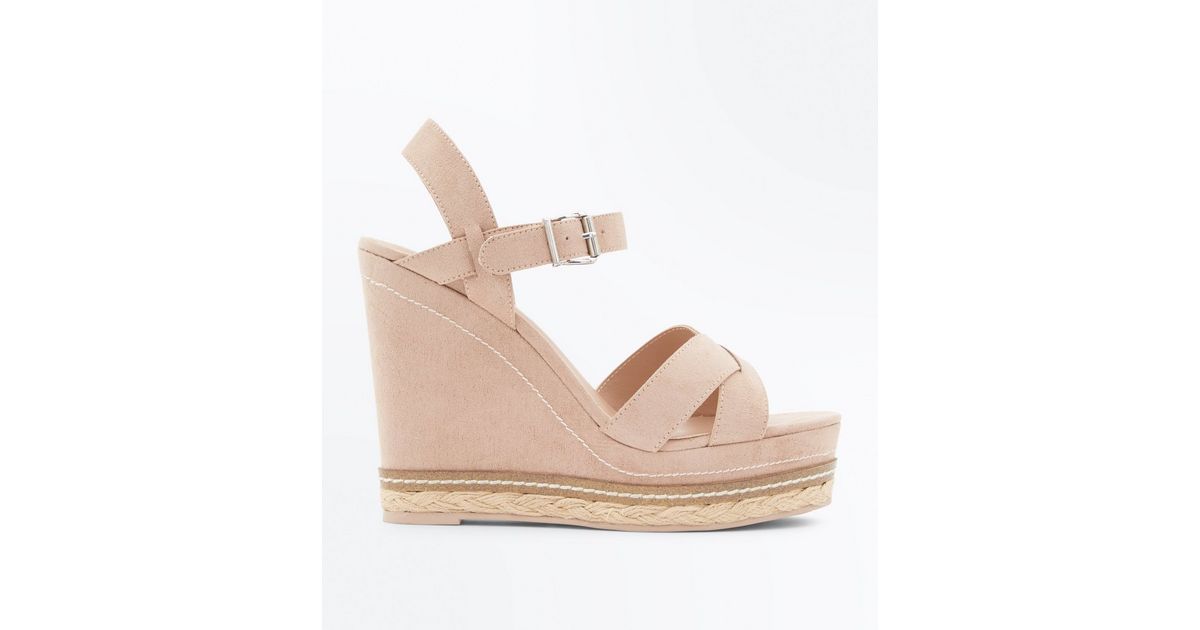 chaussure compensee rose poudré