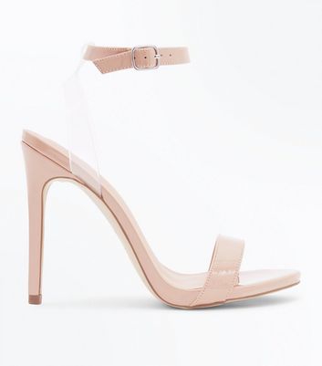 nude heels with clear straps
