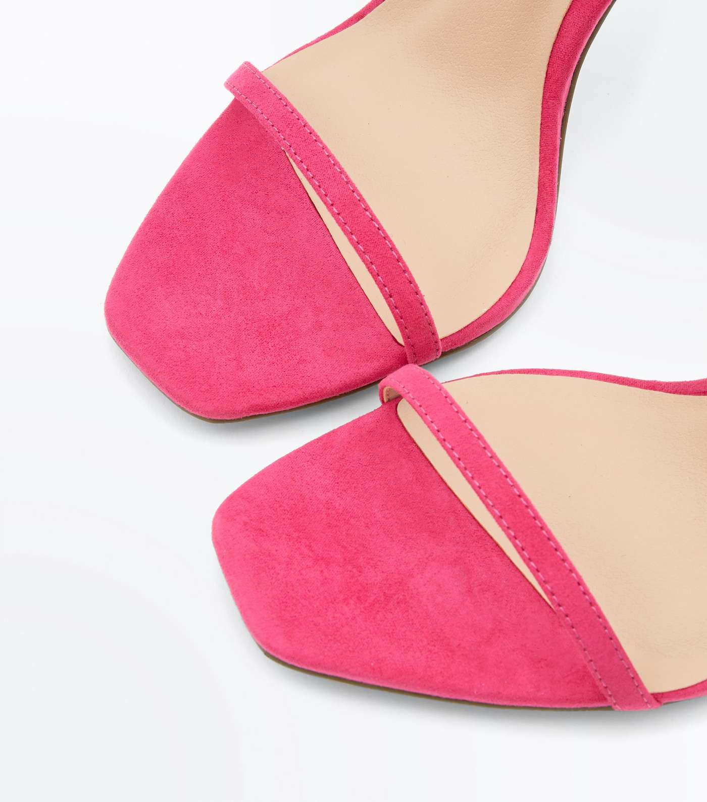 Bright Pink Suedette Barely There Stiletto Sandals Image 3