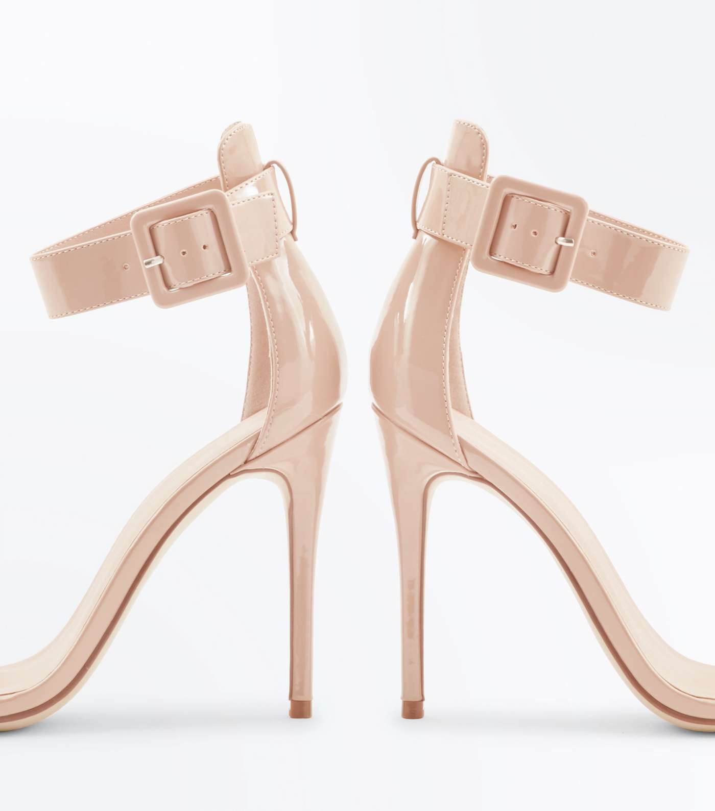 Nude Suedette Buckle Strap Barely There Heels Image 4
