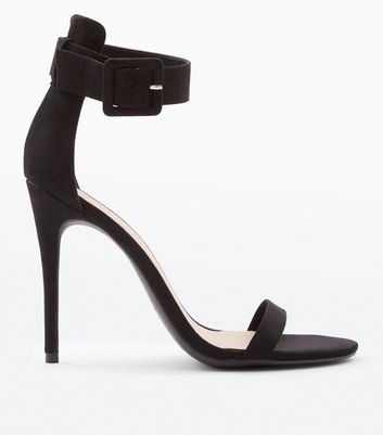 Simmi Wide Fit Simmi London Wide Fit Apple barely there heeled sandals in  black - ShopStyle