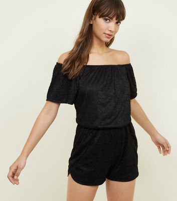 new look black lace playsuit