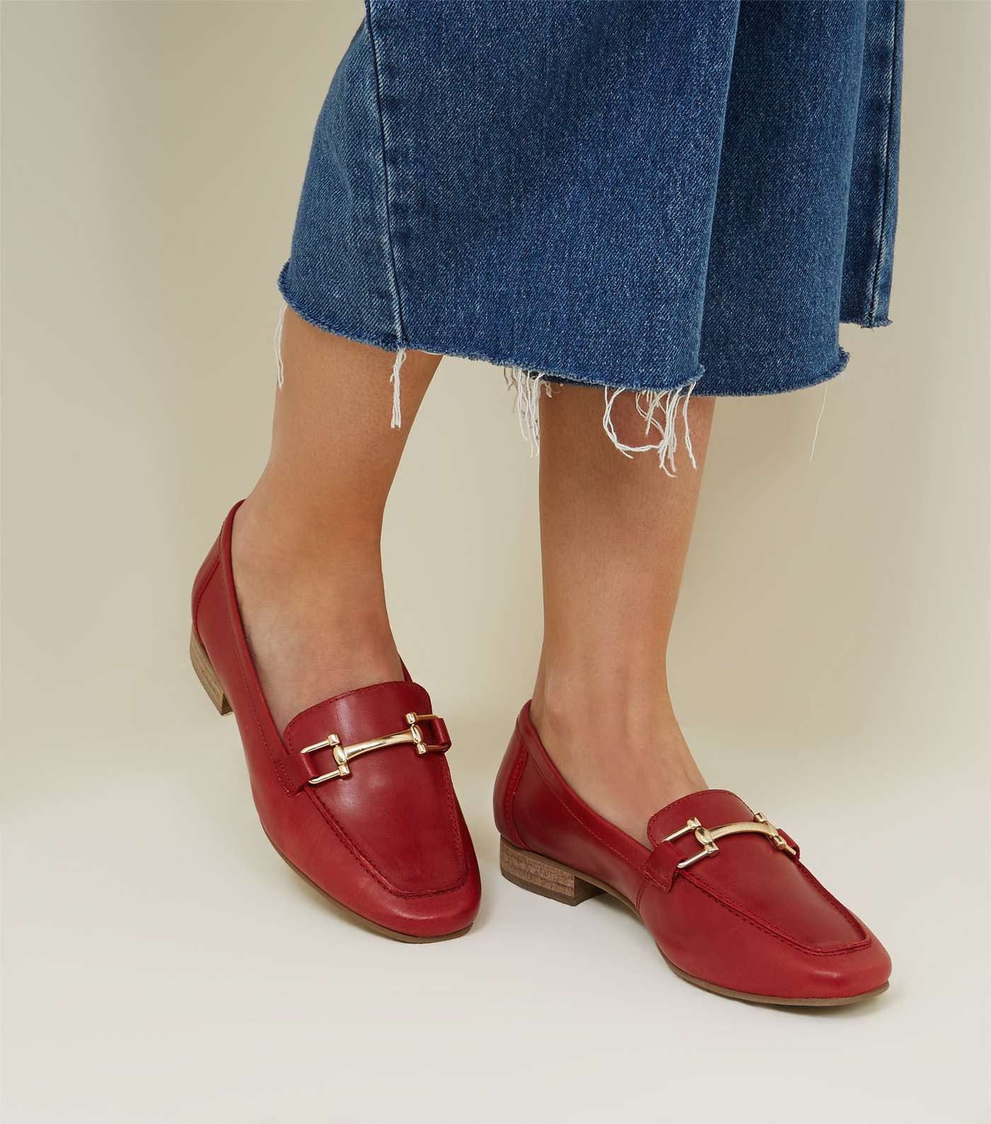 Red Leather Bar Front Loafers Image 2