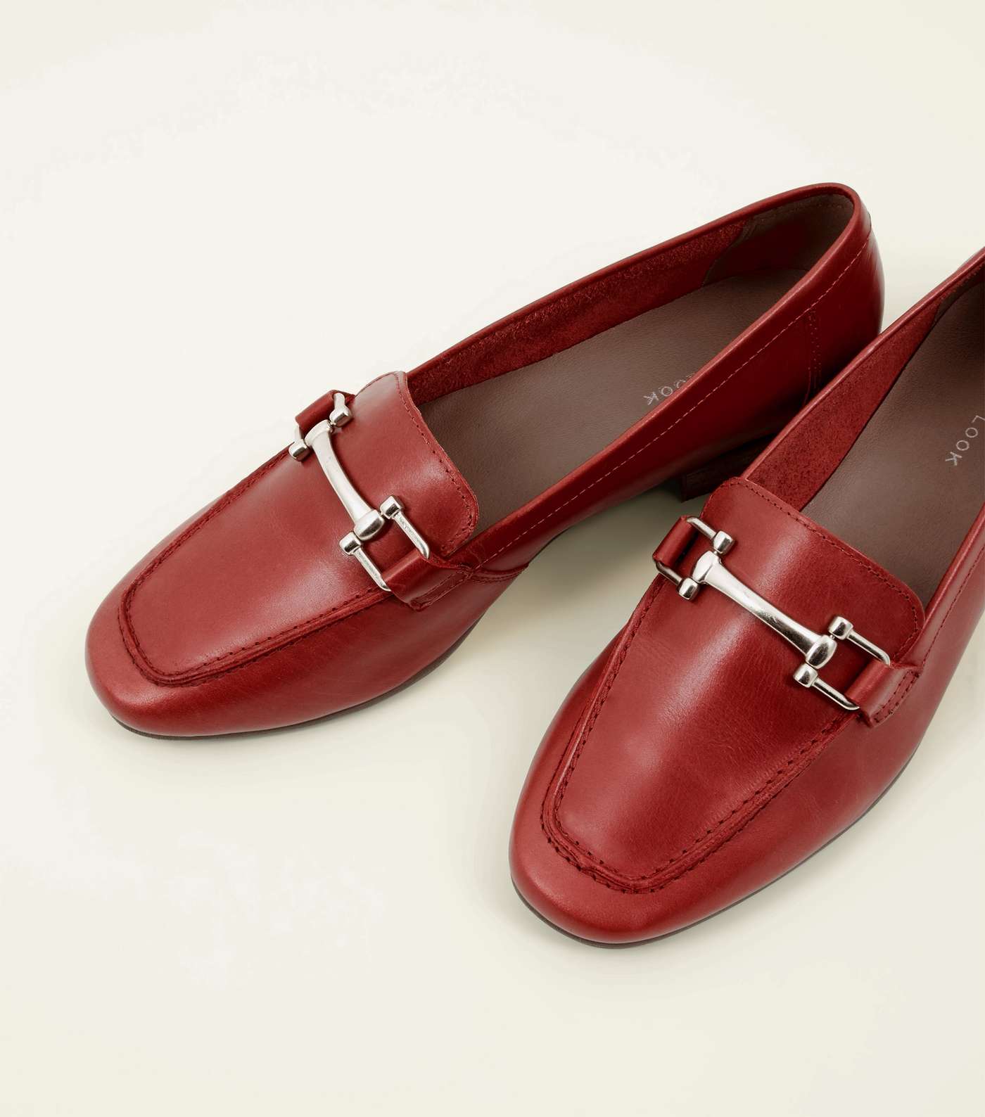 Red Leather Bar Front Loafers Image 4