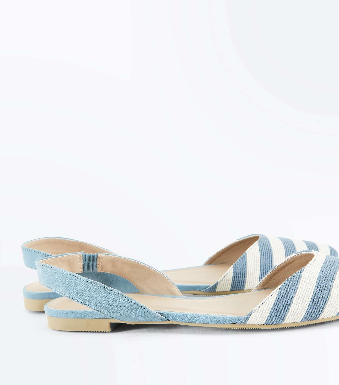 Blue Stripe Woven Pointed Pumps Image 4