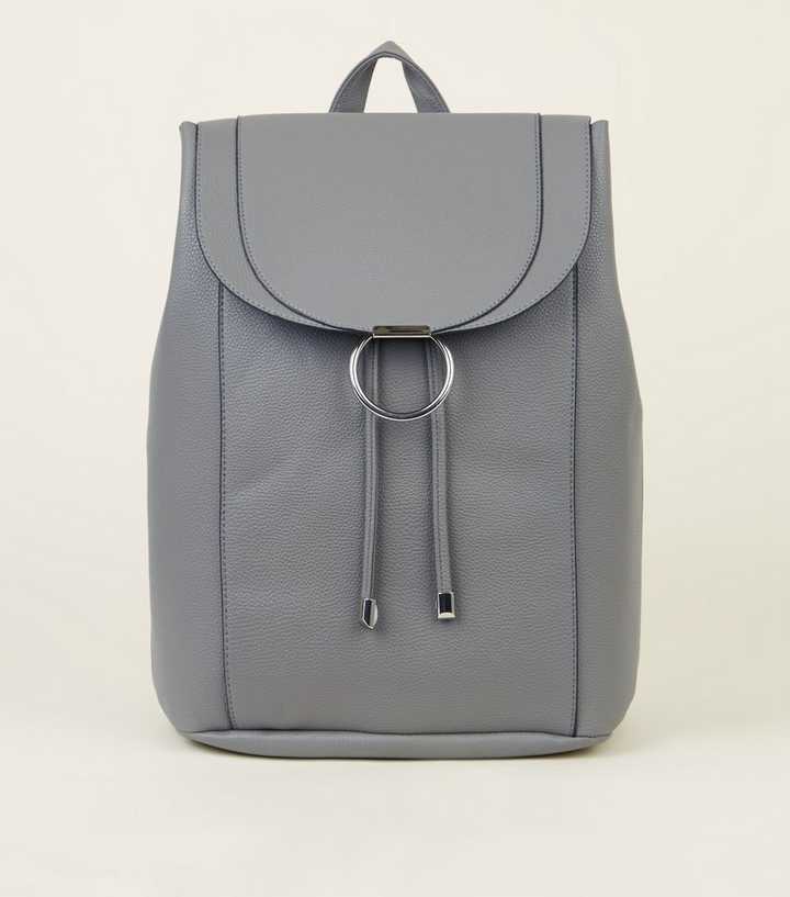 New Look Rucksacks Grey Ring Front Backpack | New Look