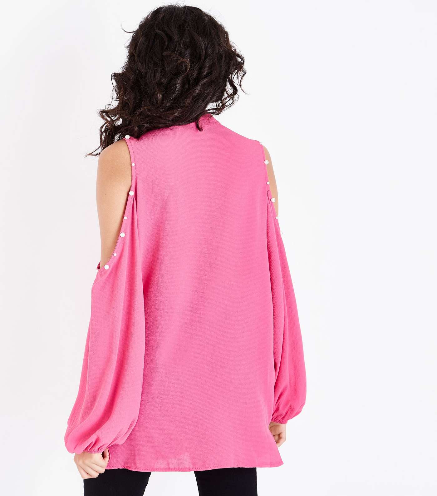 Mela Pink Pearl Cold Shoulder Blouse  Image 3