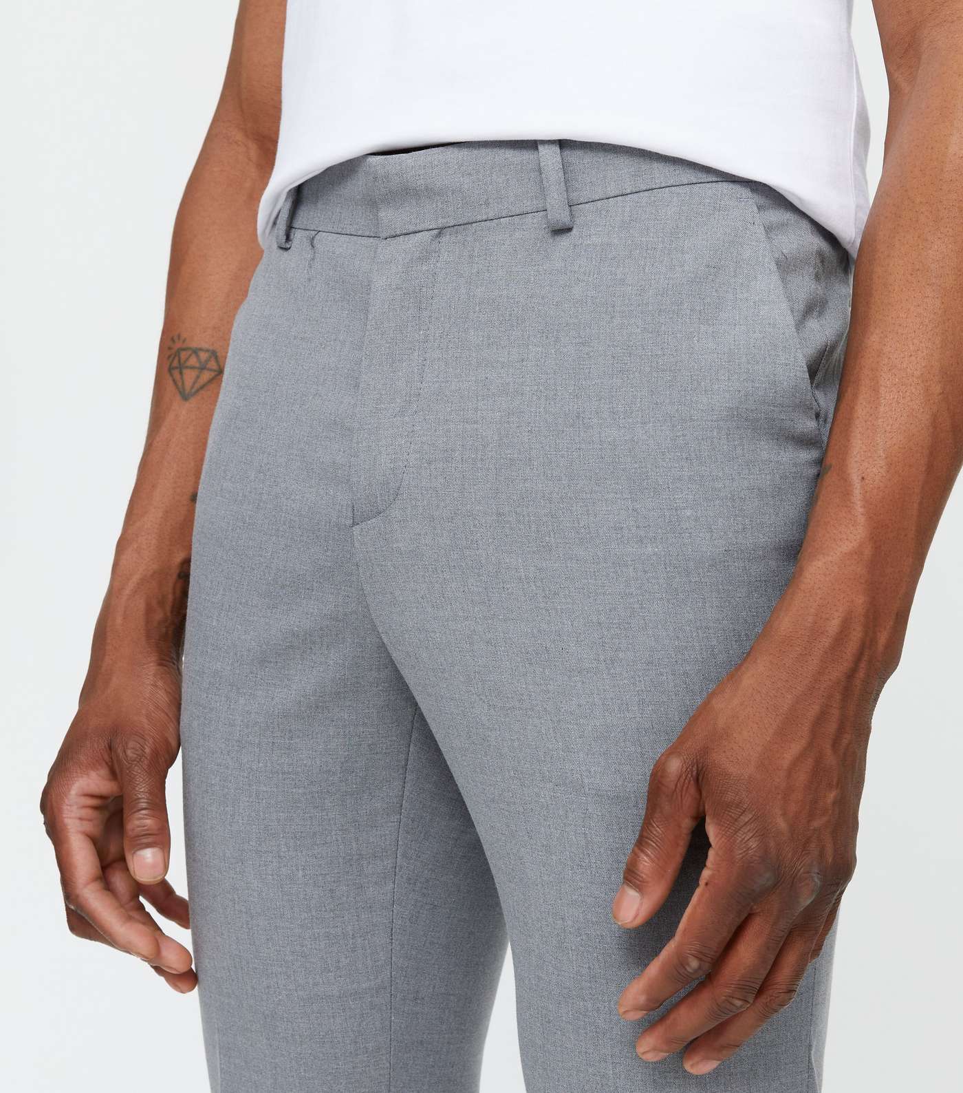 Dark Grey Slim Fit Trousers Image 3