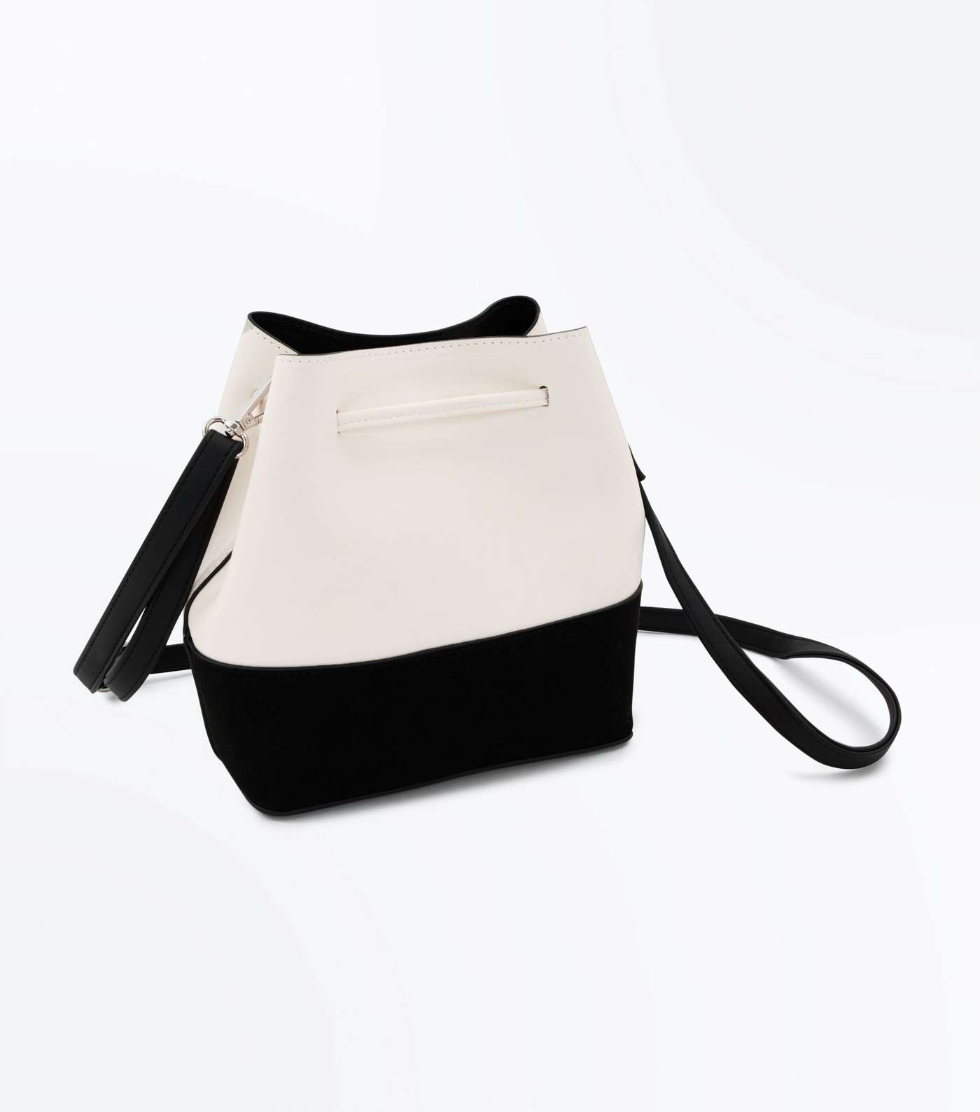 White Contrast Suedette Duffle Bag Image 6