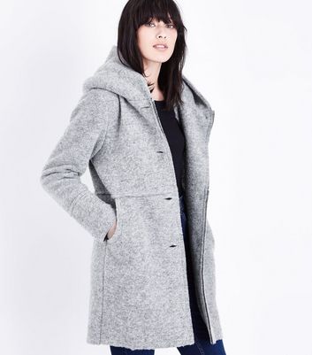 gray hooded coat