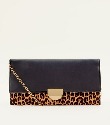 new look leopard print clutch bag