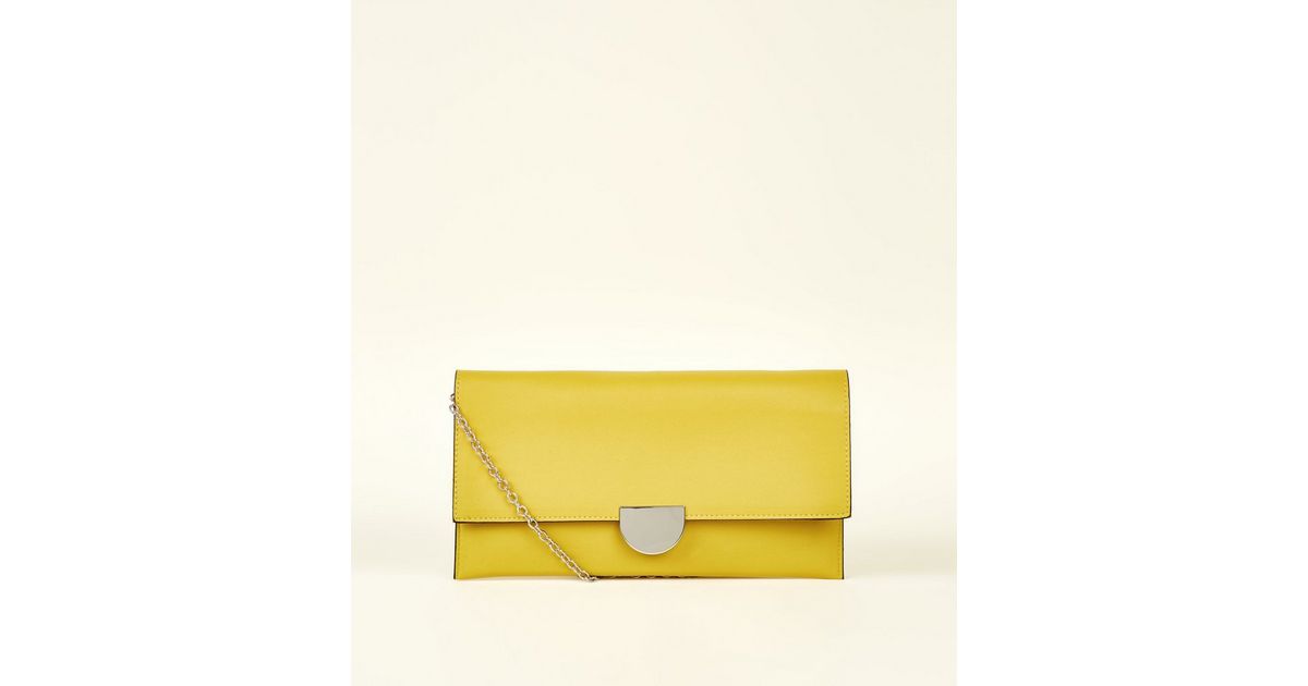 Bright Yellow LeatherLook Clutch Bag New Look